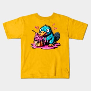 Platypus Frantically Eating a Cupcake Kids T-Shirt